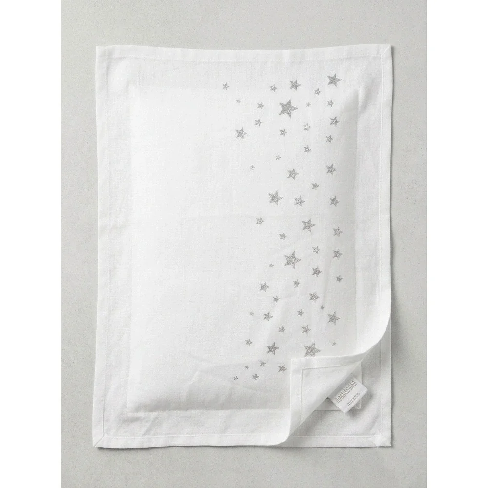 Restoration Hardware RH Baby & Child White Silver Metallic Embroidered Star Sham